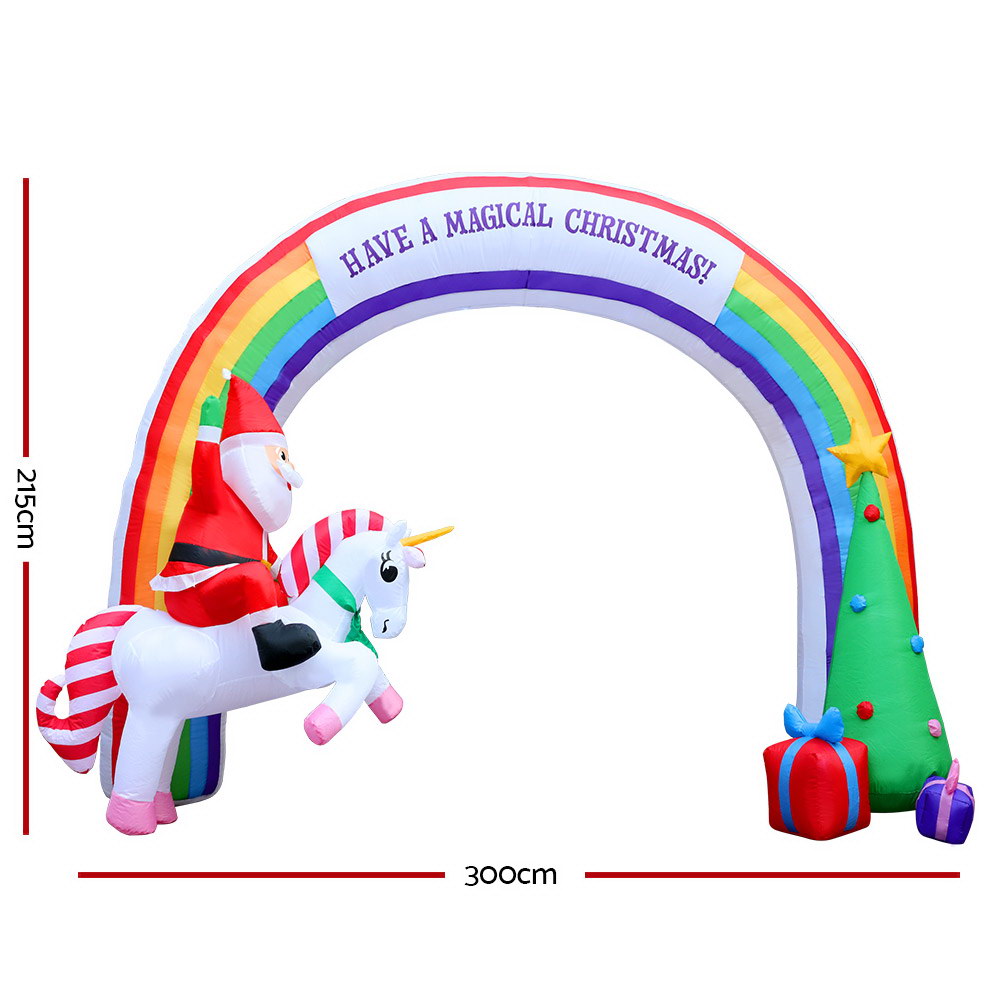 Jingle Jollys Inflatable Christmas Rainbow Archway Santa 3M Outdoor Decorations