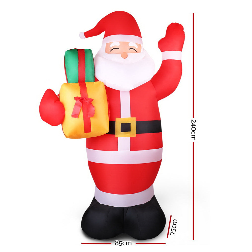 Jingle Jollys Christmas Inflatable Santa 2.4M Outdoor Xmas Decorations Lights