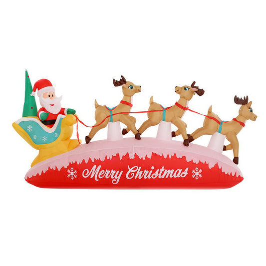 Jingle Jollys Inflatable Christmas Santa On Sleigh 2.8M Lights Outdoor Decorations