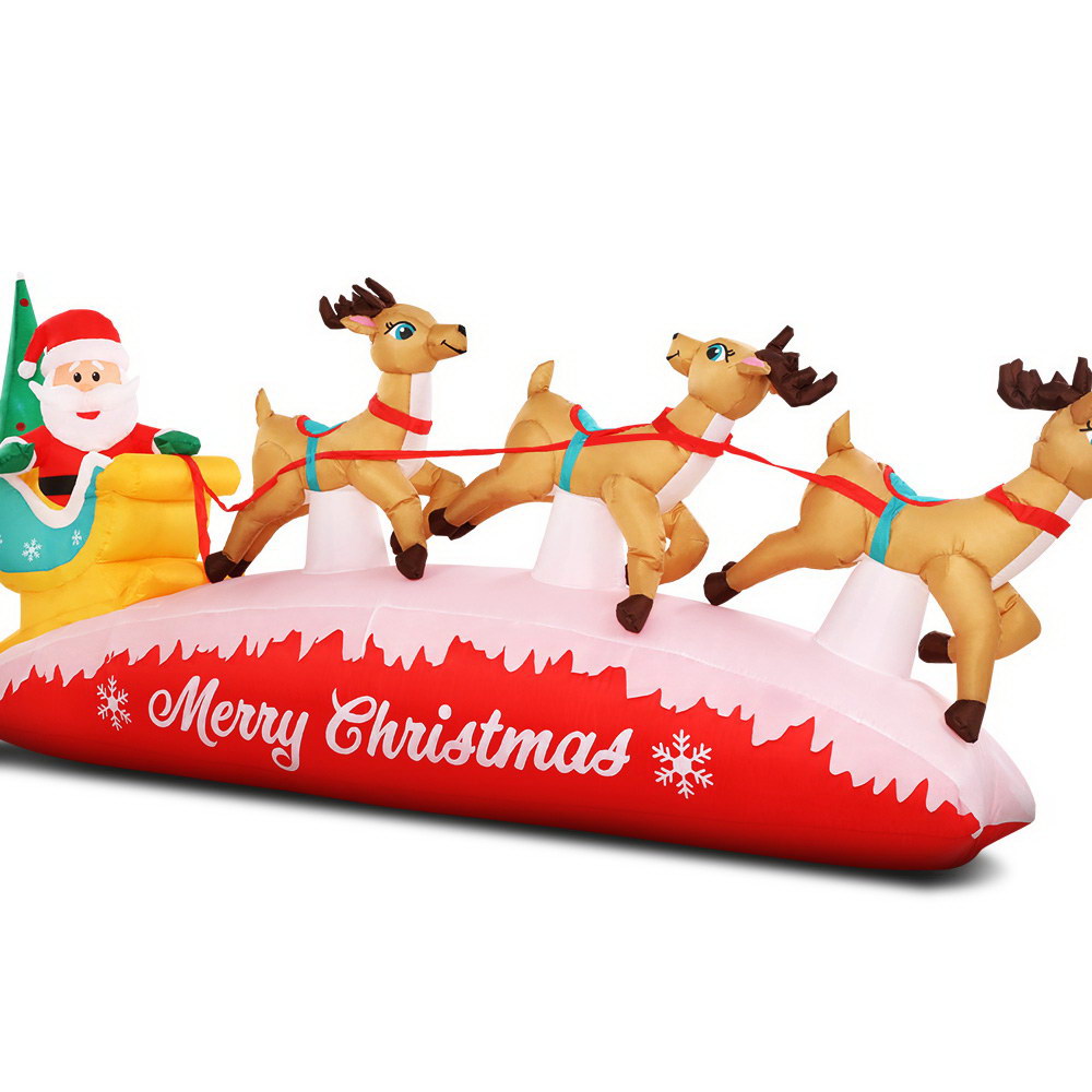 Jingle Jollys Inflatable Christmas Santa On Sleigh 2.8M Lights Outdoor Decorations