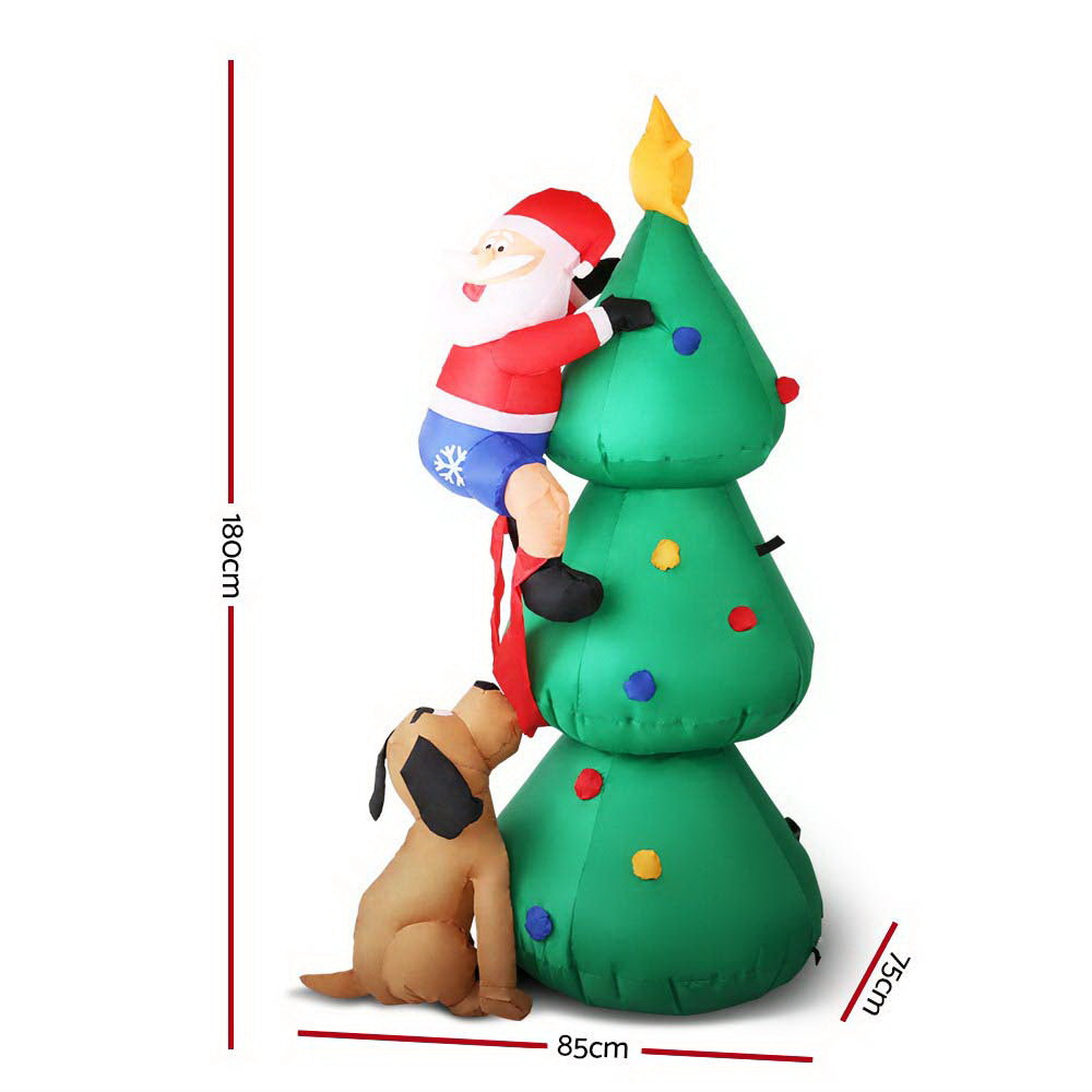 Jingle Jollys Christmas Inflatable Santa Tree 1.8M Lights Outdoor Decorations