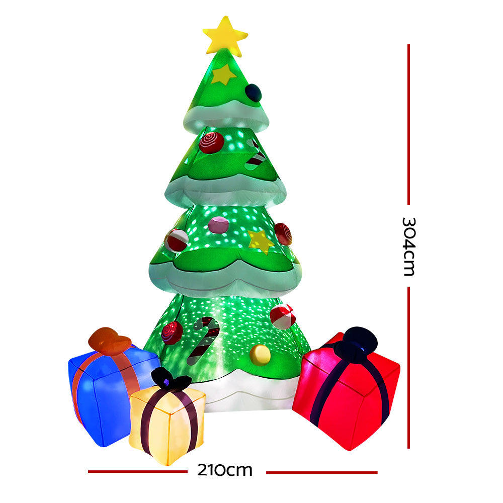 Jingle Jollys 3M Christmas Inflatable Tree LED Lights Outdoor Xmas Decorations