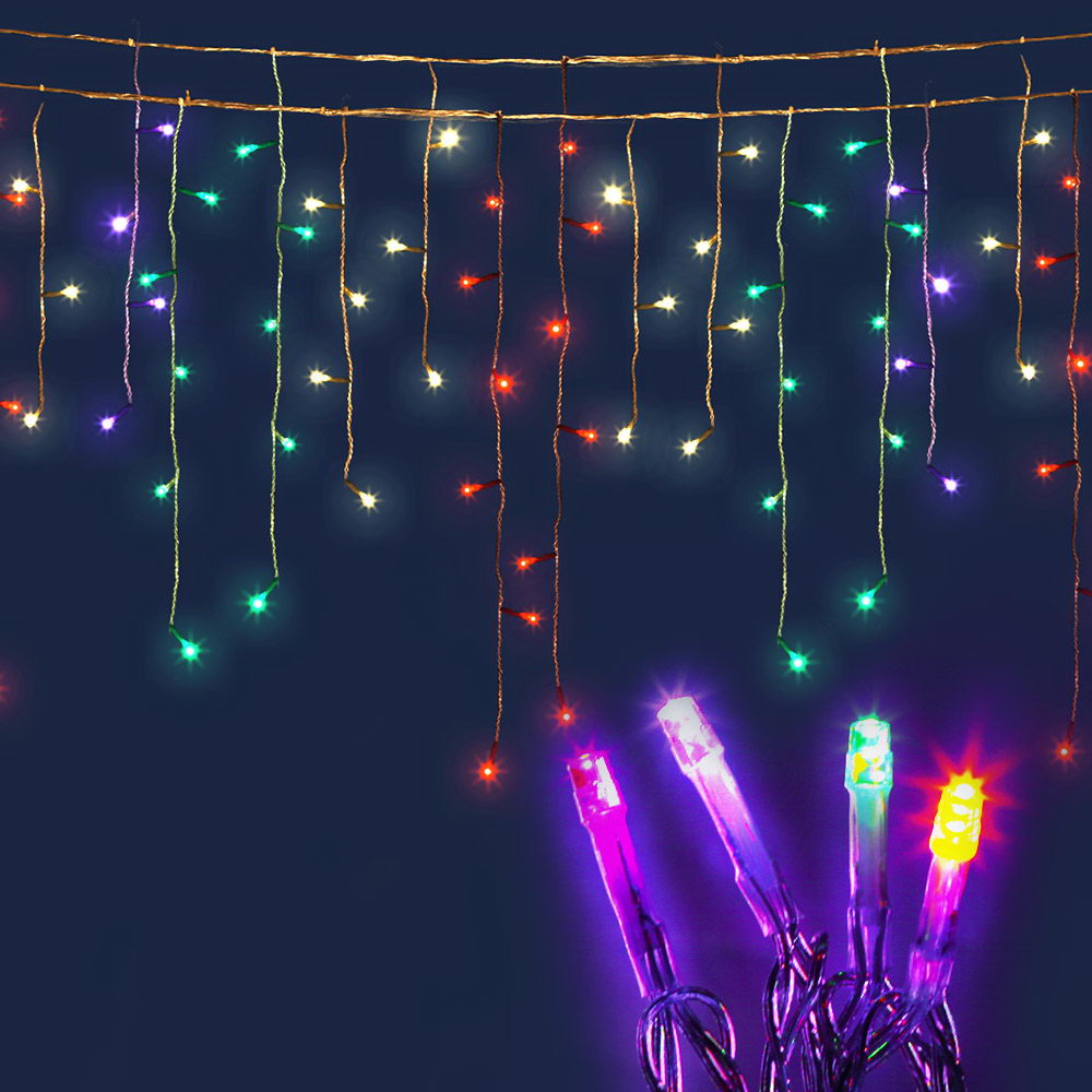 Jingle Jollys 500 Icicle Lights - Multi Colour