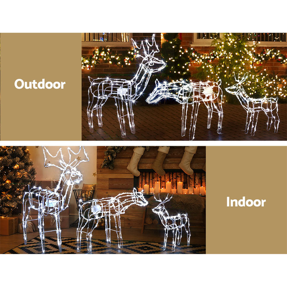 Jingle Jollys Christmas Lights 250 LEDs Fairy Light Reindeer 3pcs Decorations