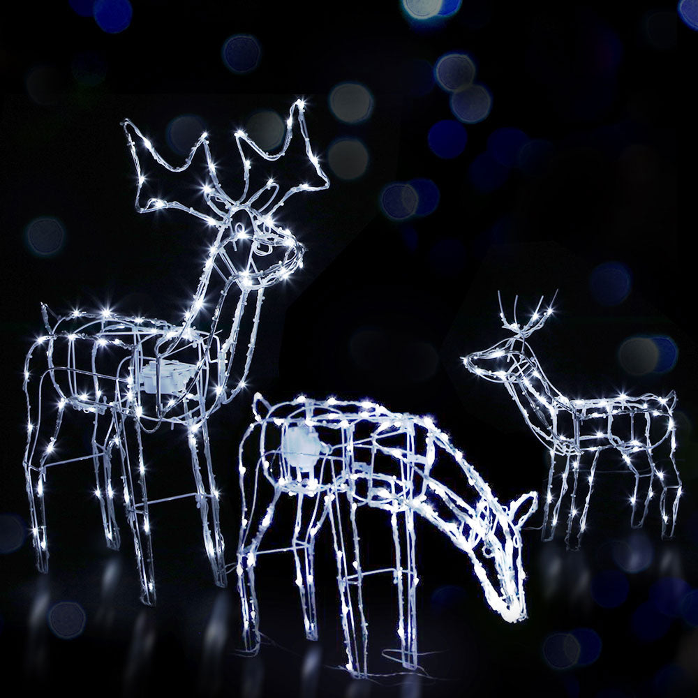 Jingle Jollys Christmas Lights 250 LEDs Fairy Light Reindeer 3pcs Decorations