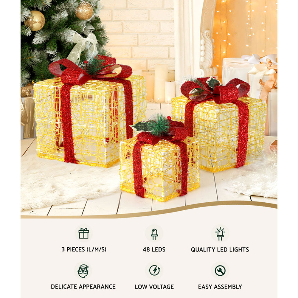 Jingle Jollys Christmas Lights 48 LED Fairy Light Gift Box 3pcs Decorations