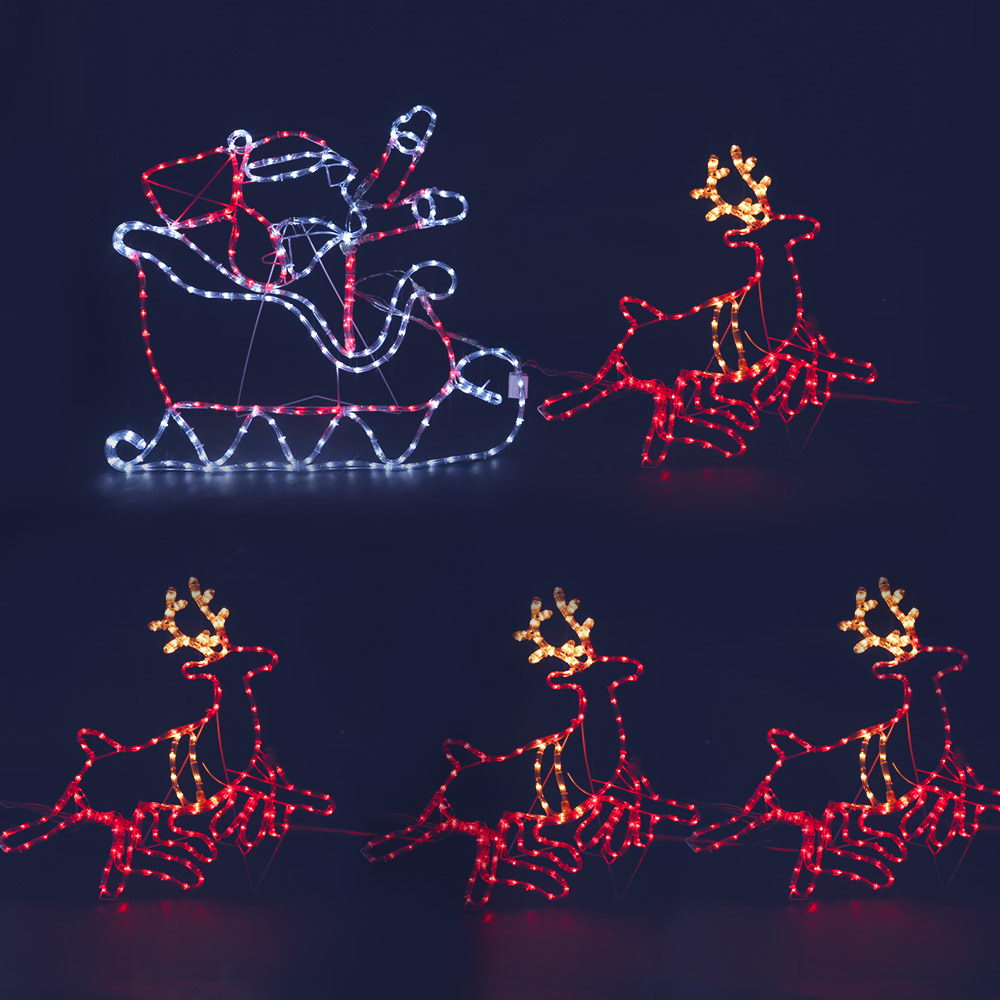 Jingle Jollys Christmas LED Motif Light Rope Santa Reindeer