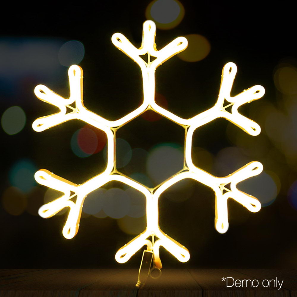 Jingle Jollys Christmas LED Motif Lights Rope Snowflake Warm White