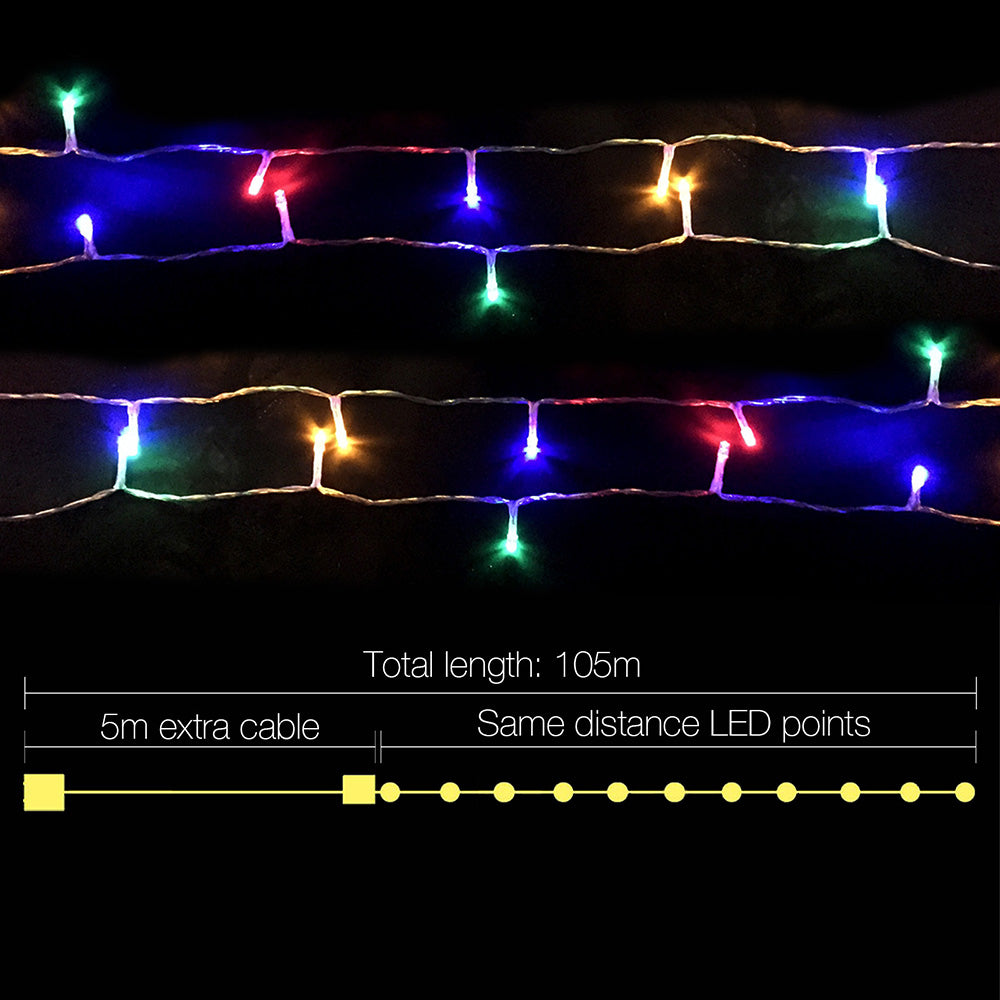 Jingle Jollys 100M Christmas String Lights 500LED Multi Colour