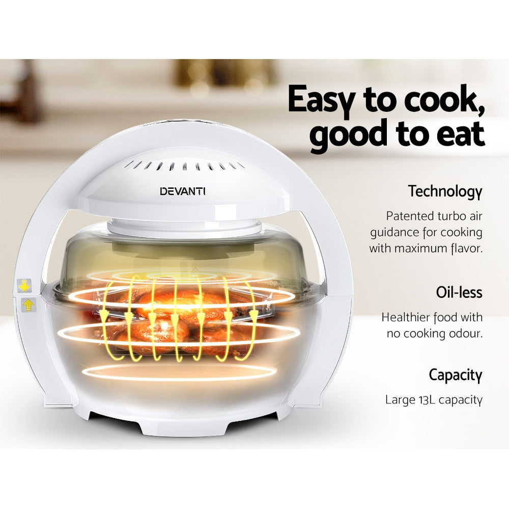 Devanti 13L Air Fryer Oven Cooker - White & Red