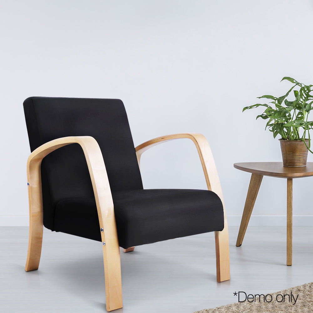 Artiss Wooden Armchair with Cushion - Black