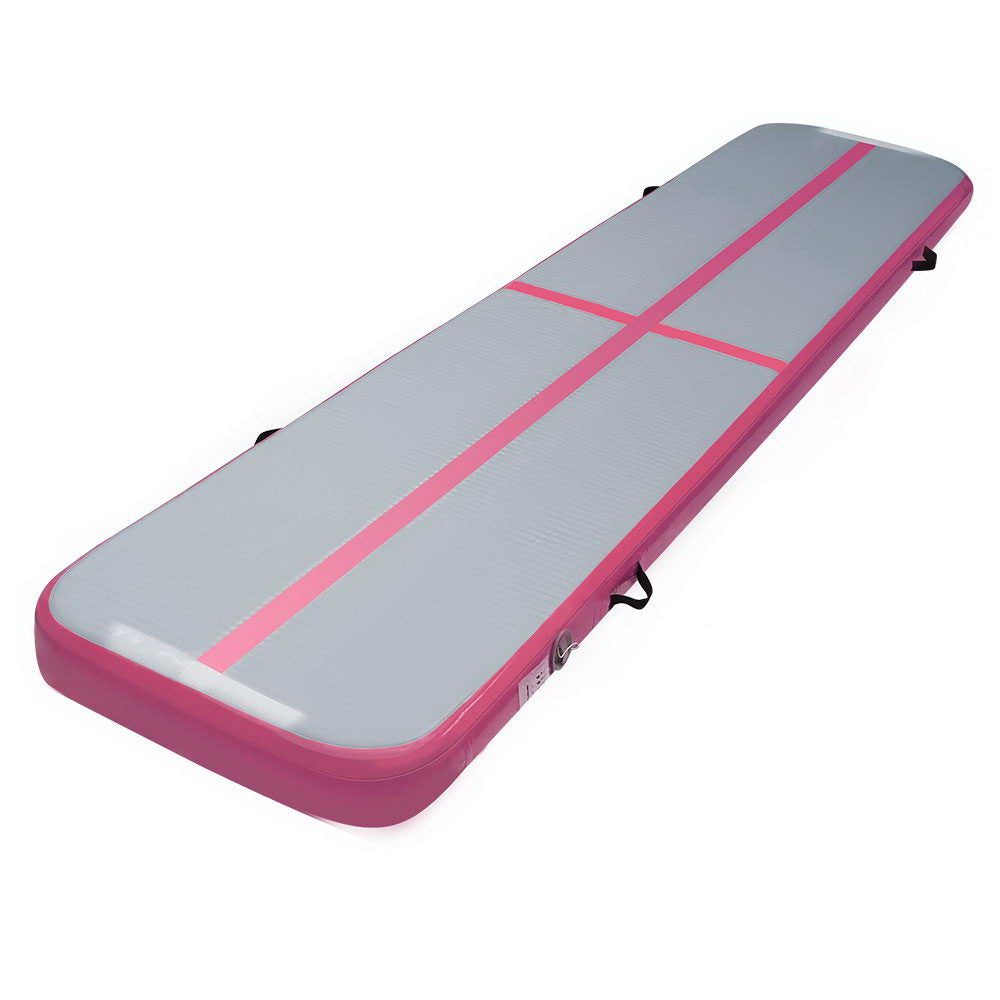 Everfit Inflatable Air Track Mat Gymnastic Tumbling 3m x 50cm - Pink & Grey