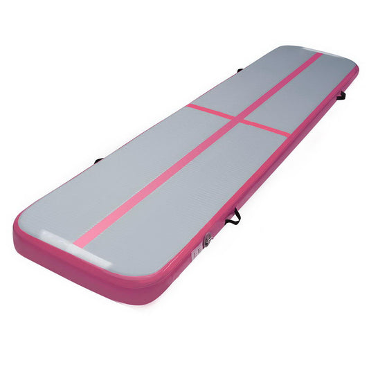 Everfit Inflatable Air Track Mat Gymnastic Tumbling 3m x 50cm - Pink & Grey
