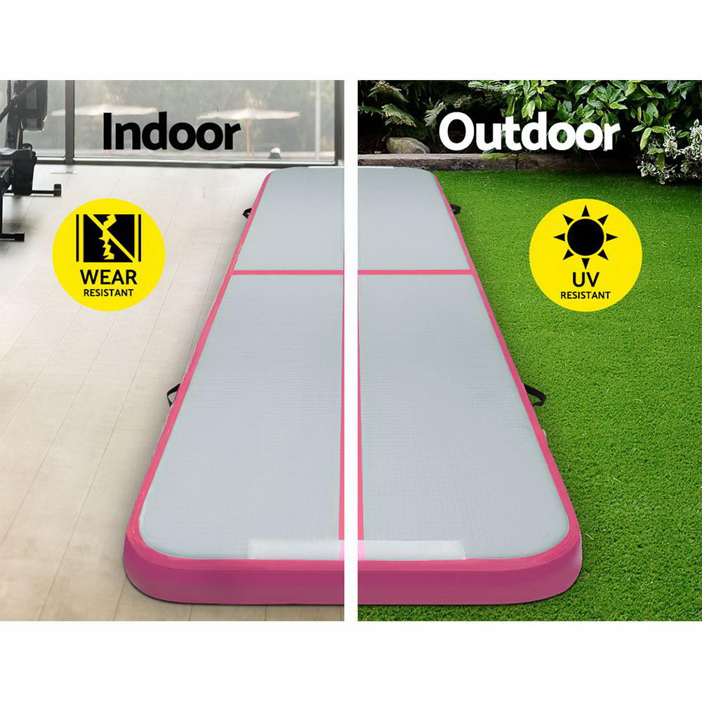 Everfit Inflatable Air Track Mat Gymnastic Tumbling 3m x 50cm - Pink & Grey