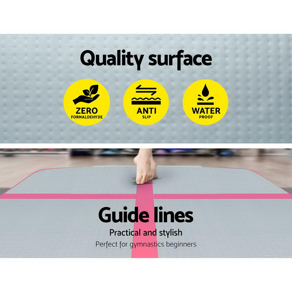 Everfit Inflatable Air Track Mat Gymnastic Tumbling 3m x 50cm - Pink & Grey