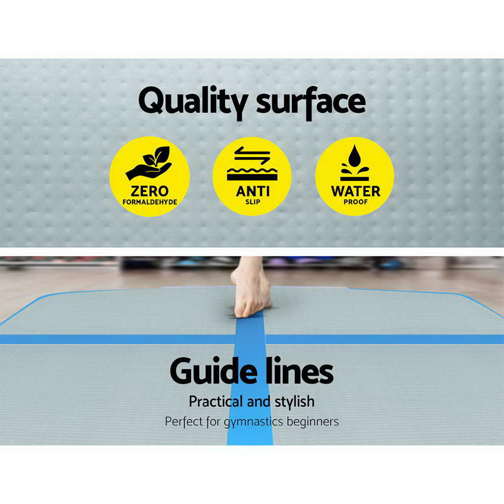 Everfit 3m x 1m Air Track Mat Gymnastic Tumbling Blue and Grey