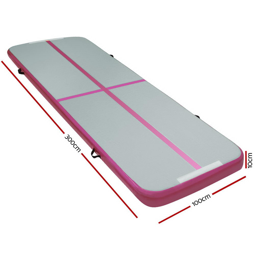 Everfit 3m x 1m Air Track Mat Gymnastic Tumbling Pink and Grey