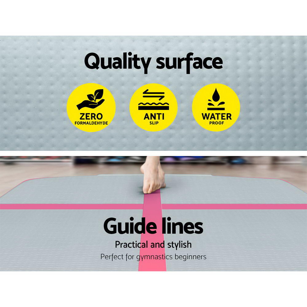 Everfit 3m x 1m Air Track Mat Gymnastic Tumbling Pink and Grey