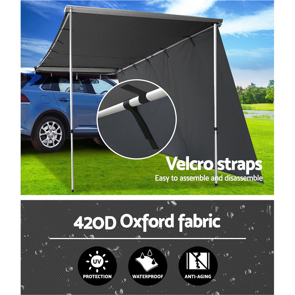 Weisshorn Car Shade Awning 2.5 X 3M W/ Extension 3 X 2M   Charcoal Black