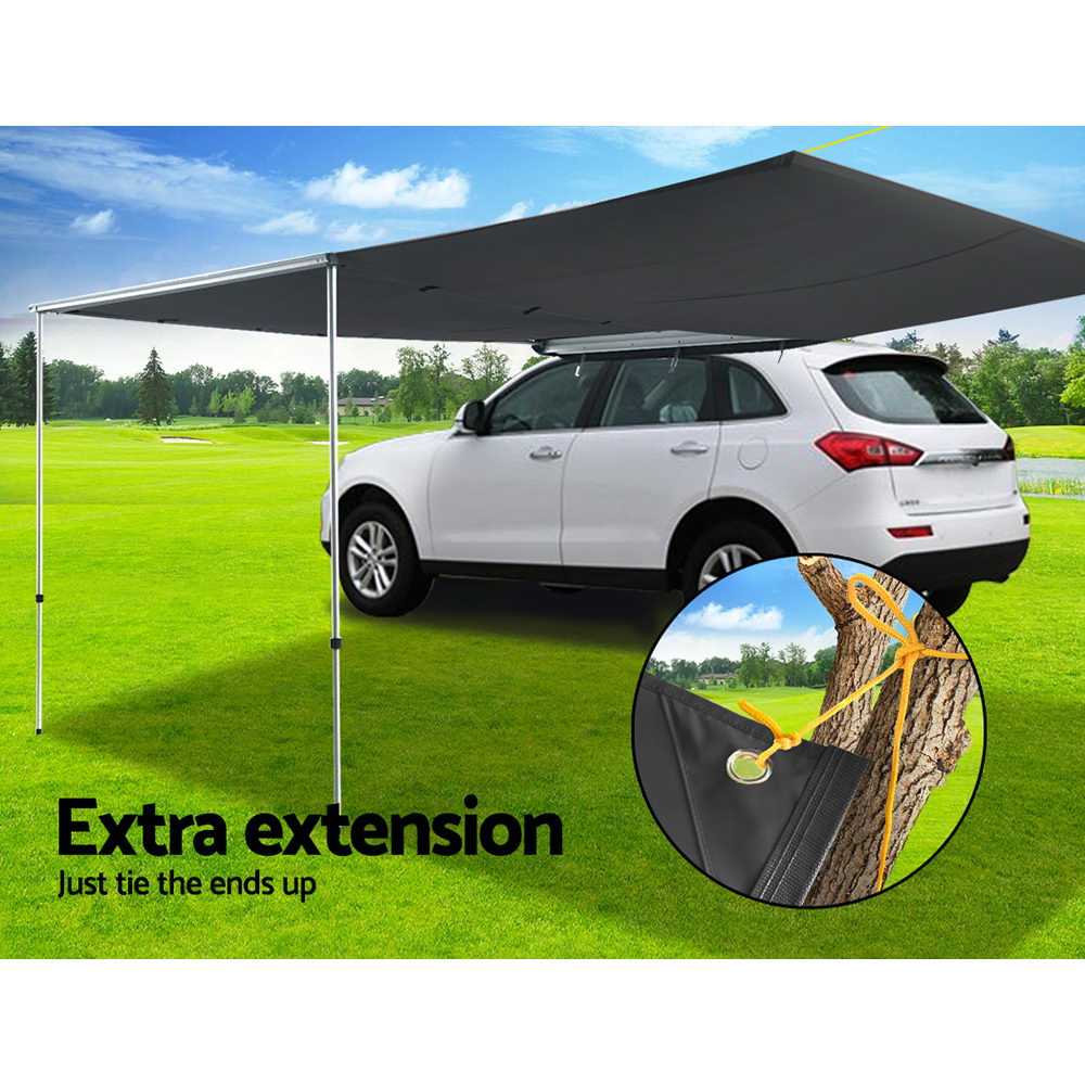 Weisshorn Car Shade Awning 2.5 X 3M W/ Extension 3 X 2M   Charcoal Black