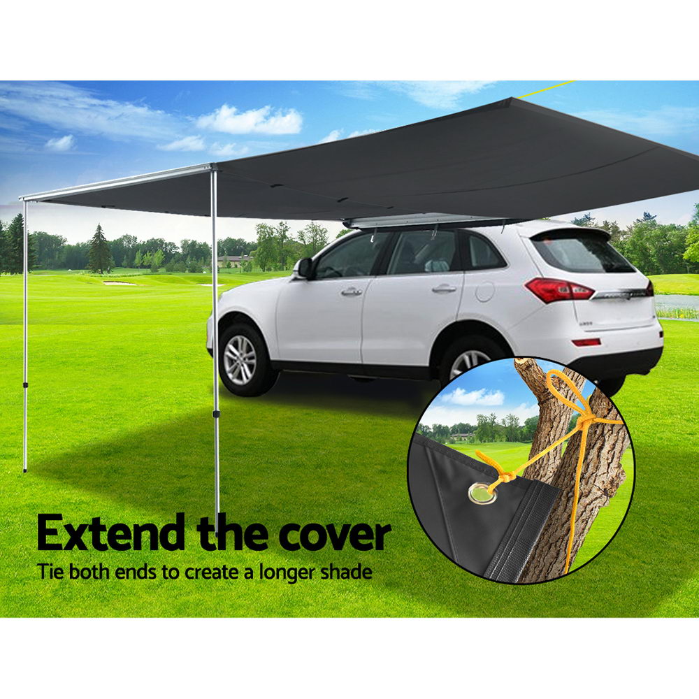 Car Shade Awning Extension 3 x 2M - Charcoal Black