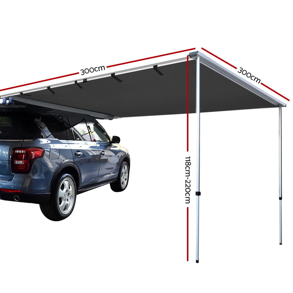 Car Shade Awning 3 x 3M - Charcoal