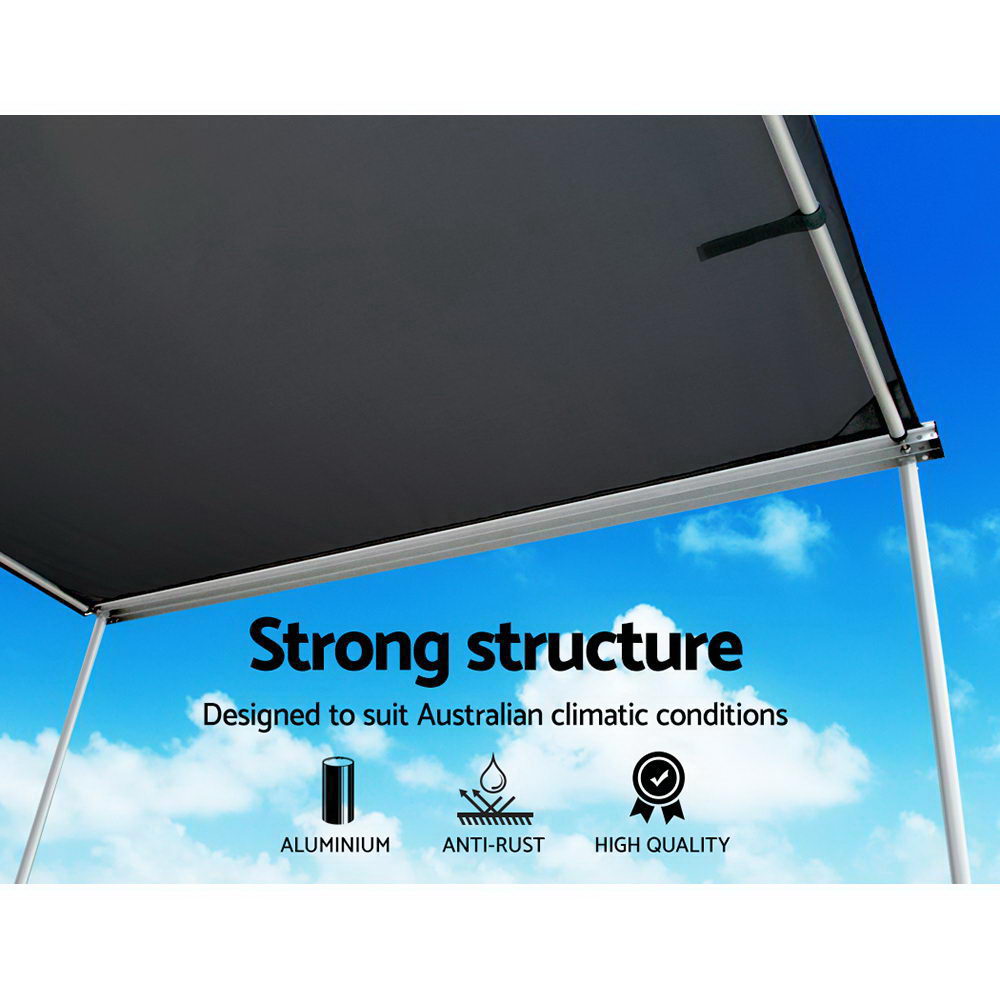 Car Shade Awning 3 x 3M - Charcoal