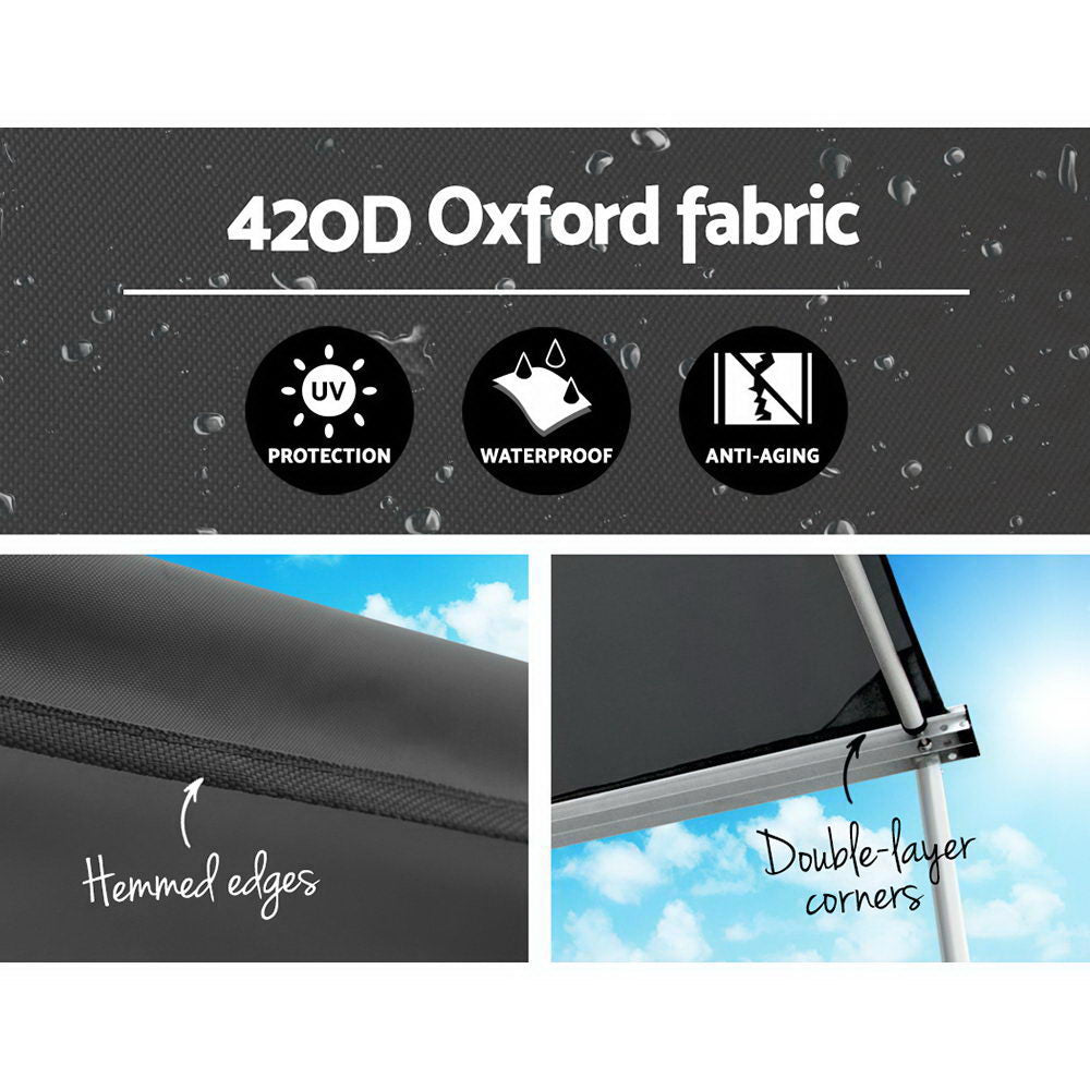 Car Shade Awning 3 x 3M - Charcoal