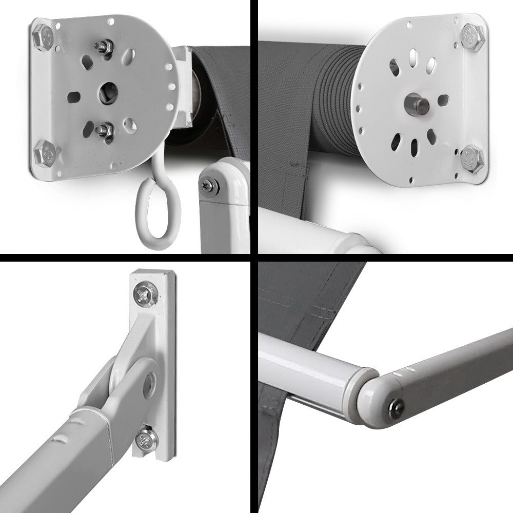 Instahut 1.8m x 2.1m Retractable Fixed Pivot Arm Awning - Grey