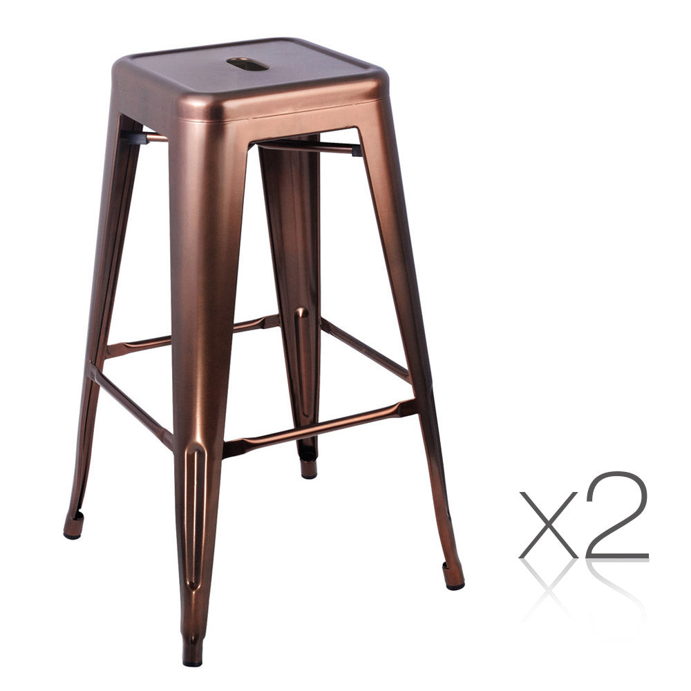 Artiss Set of 2 Metal Backless Stools - Bronze