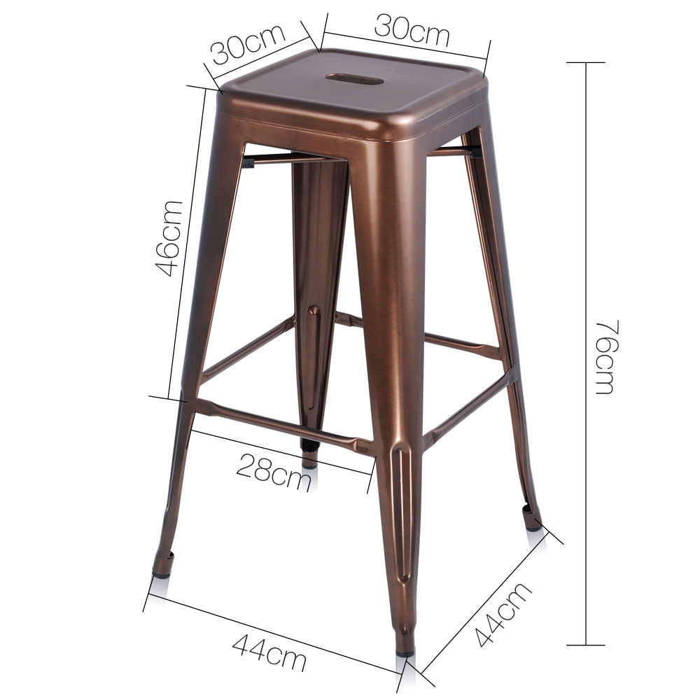 Artiss Set of 2 Metal Backless Stools - Bronze