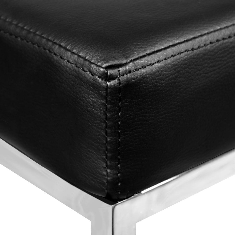 Artiss Set of 2 PU Leather Backless Bar Stools - Black and Chrome