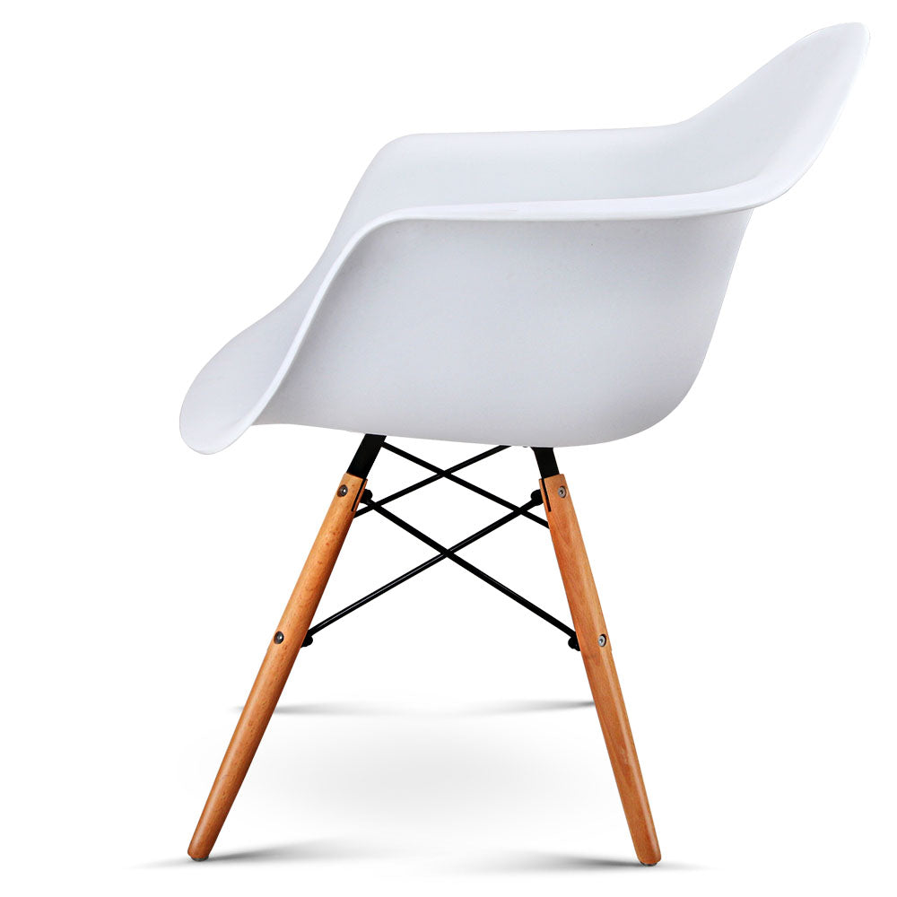 Artiss Set of 2 Beech Wood Dining Chairs - White