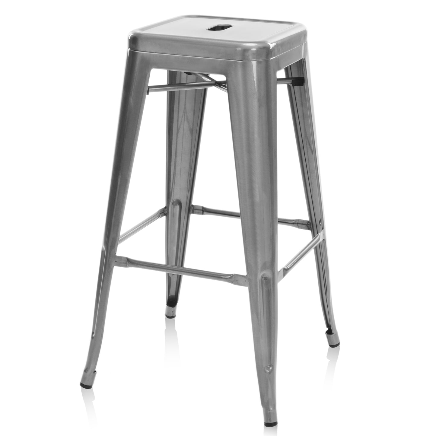 Artiss Set of 2 Metal Backless Stools - Metallic Grey