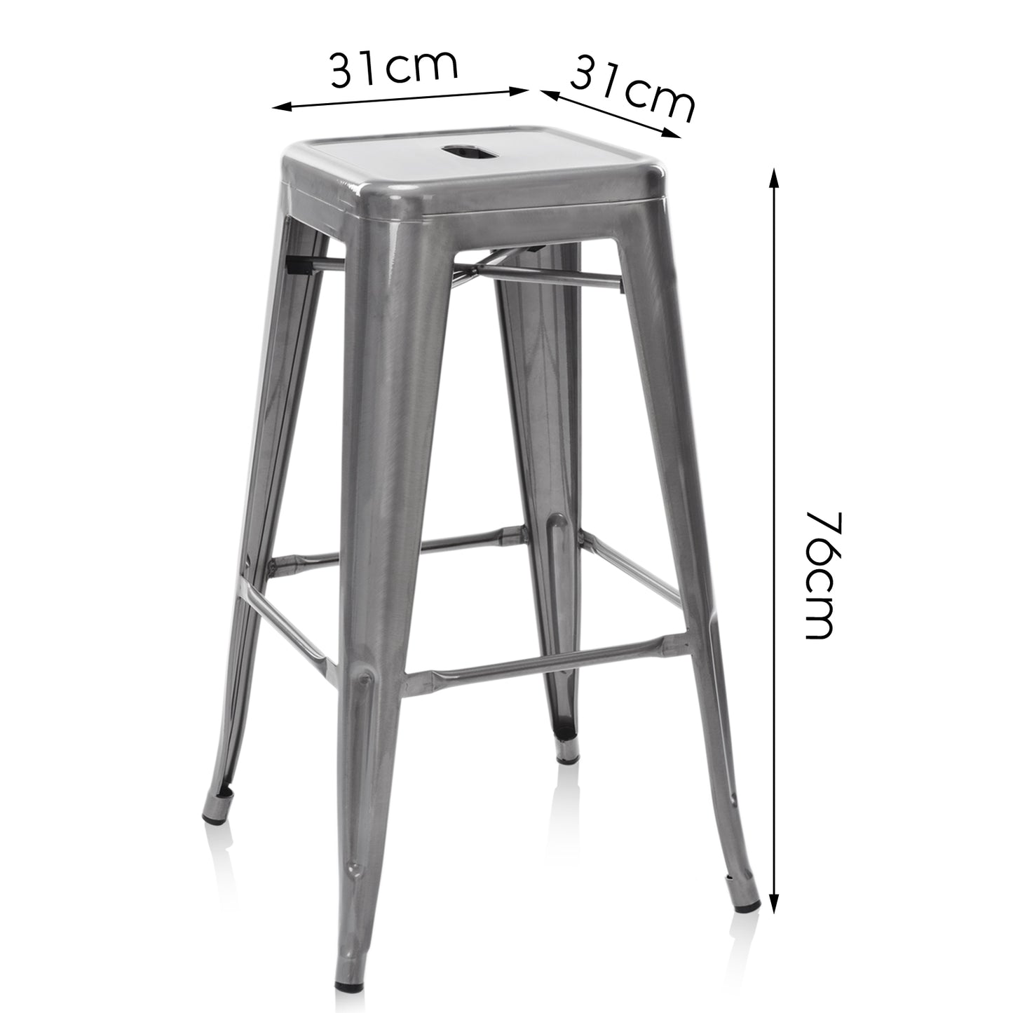 Artiss Set of 2 Metal Backless Stools - Metallic Grey