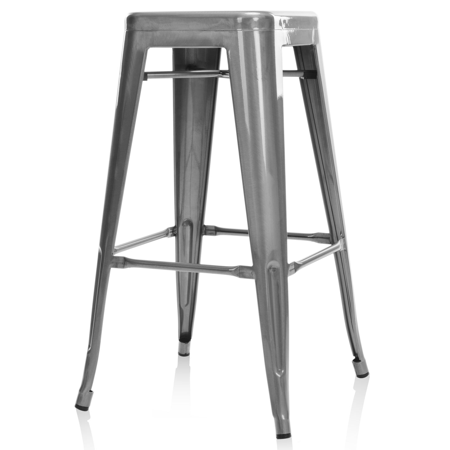 Artiss Set of 2 Metal Backless Stools - Metallic Grey