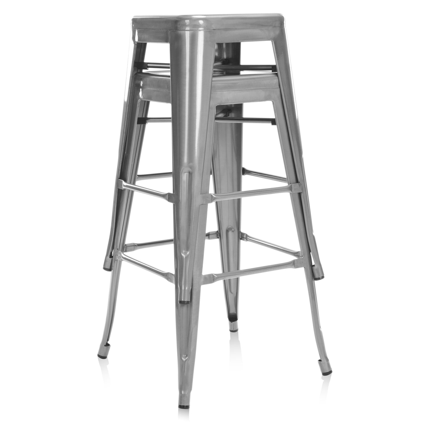 Artiss Set of 2 Metal Backless Stools - Metallic Grey