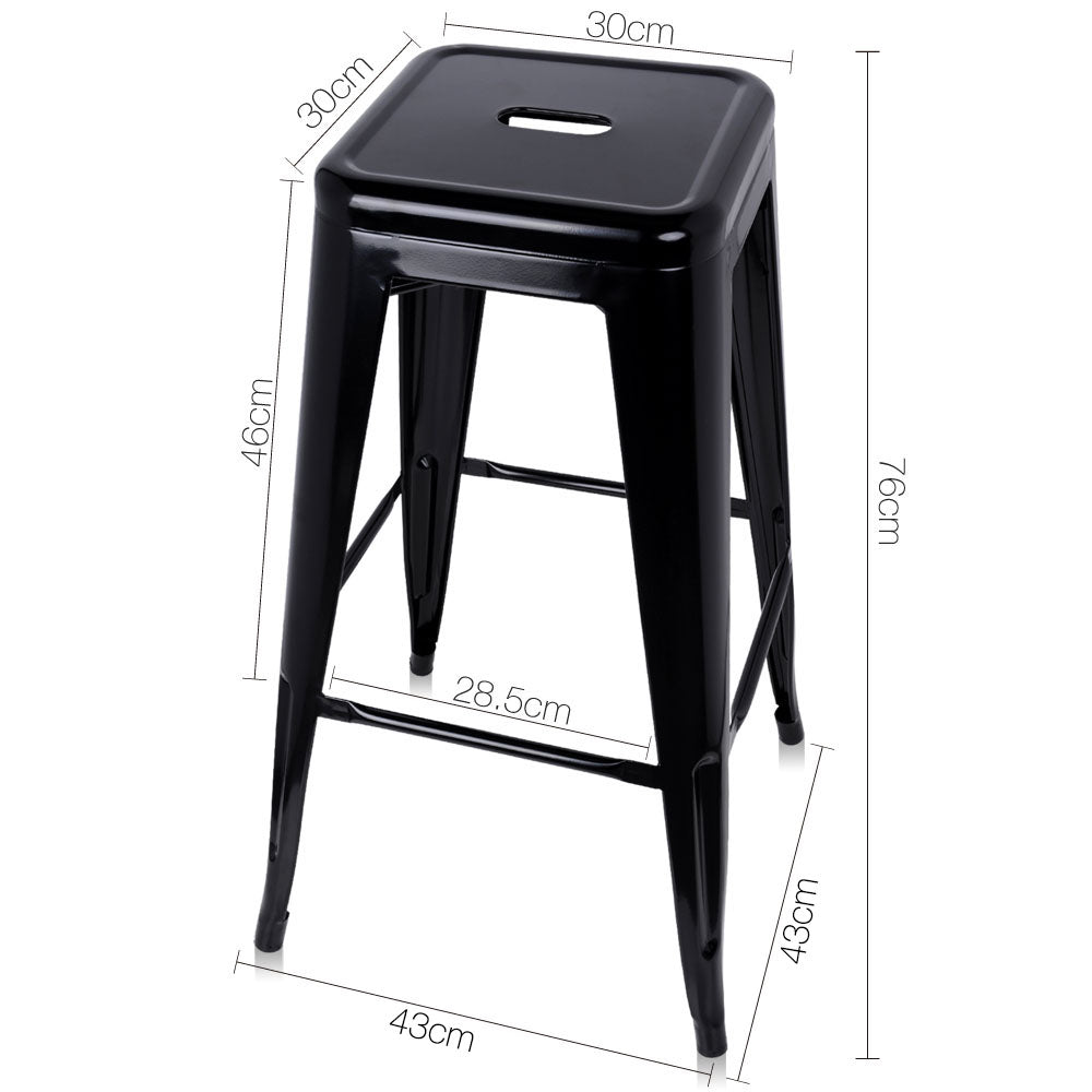 Artiss Set of 2 Metal Backless Stools - Black