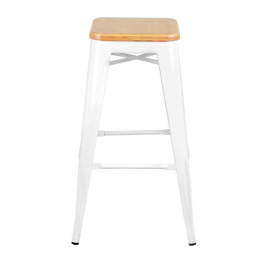 Artiss Set of 2 Bamboo Backless Bar Stools - White