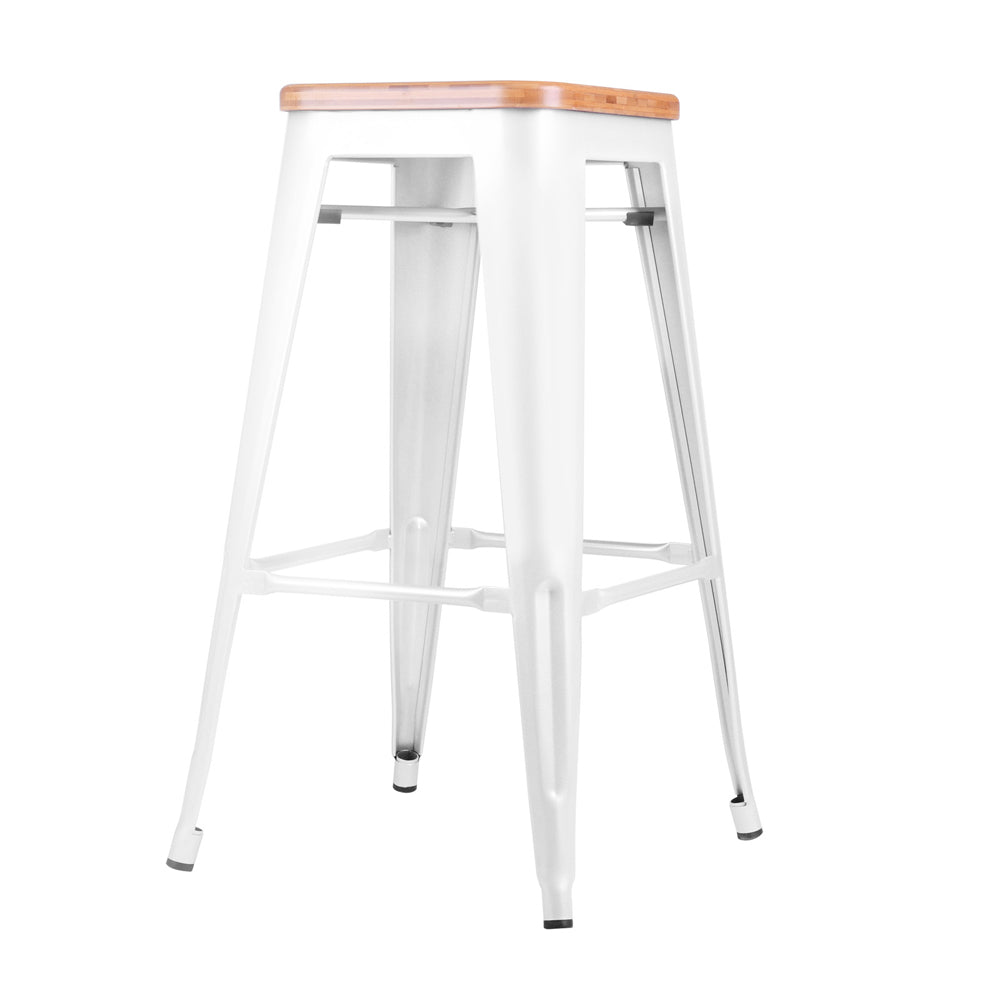 Artiss Set of 2 Bamboo Backless Bar Stools - White