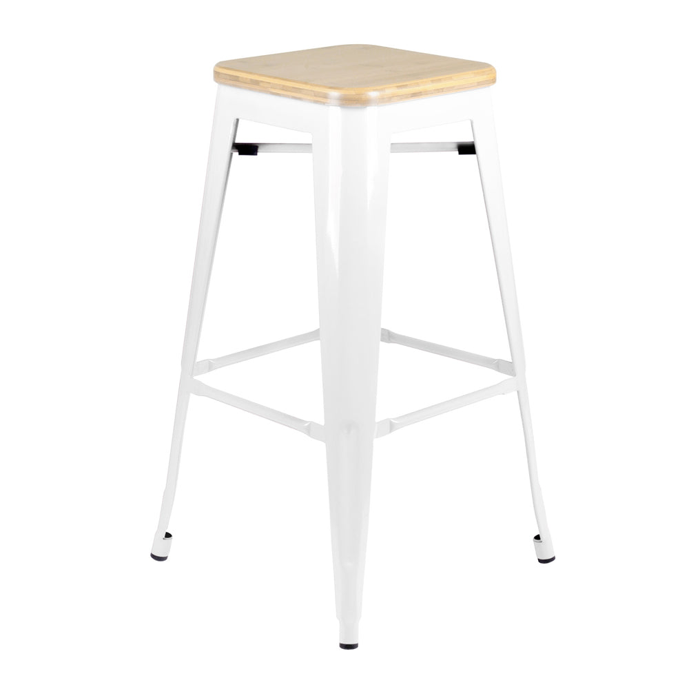 Artiss Set of 2 Bamboo Backless Bar Stools - White