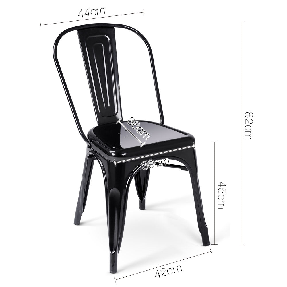 Artiss Set of 4 Metal Dining Chairs- Gloss Black