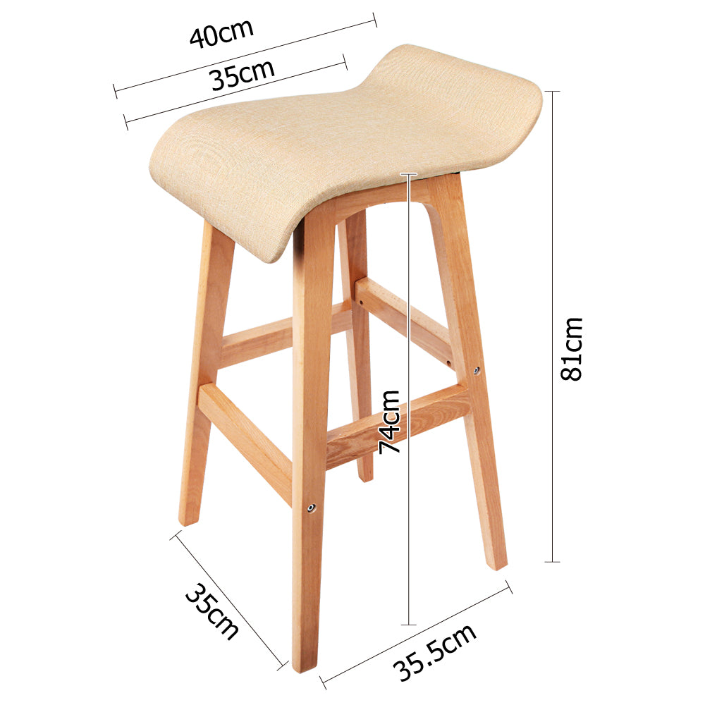 Artiss Set of 2 Wooden Backless Bar Stools - Beige