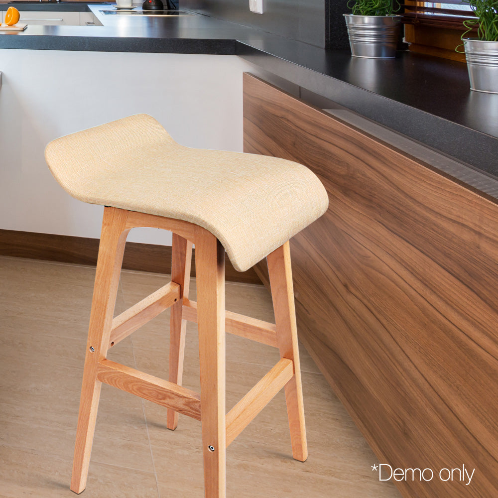 Artiss Set of 2 Wooden Backless Bar Stools - Beige