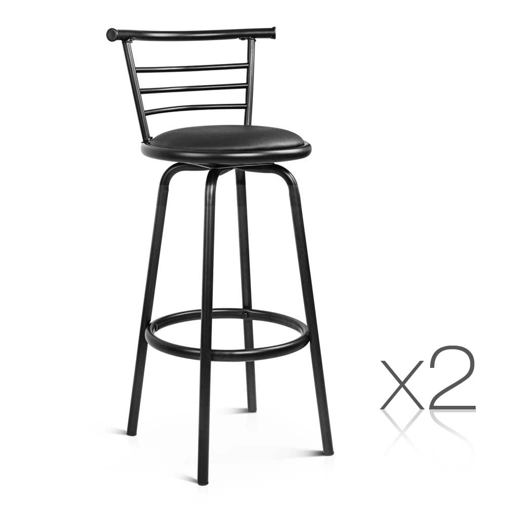 Artiss Set of 2 PU Leather Bar Stools - Black