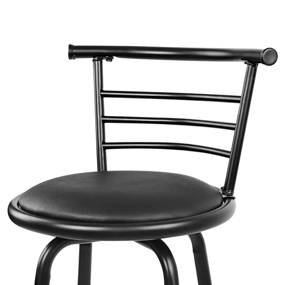 Artiss Set of 2 PU Leather Bar Stools - Black and Steel