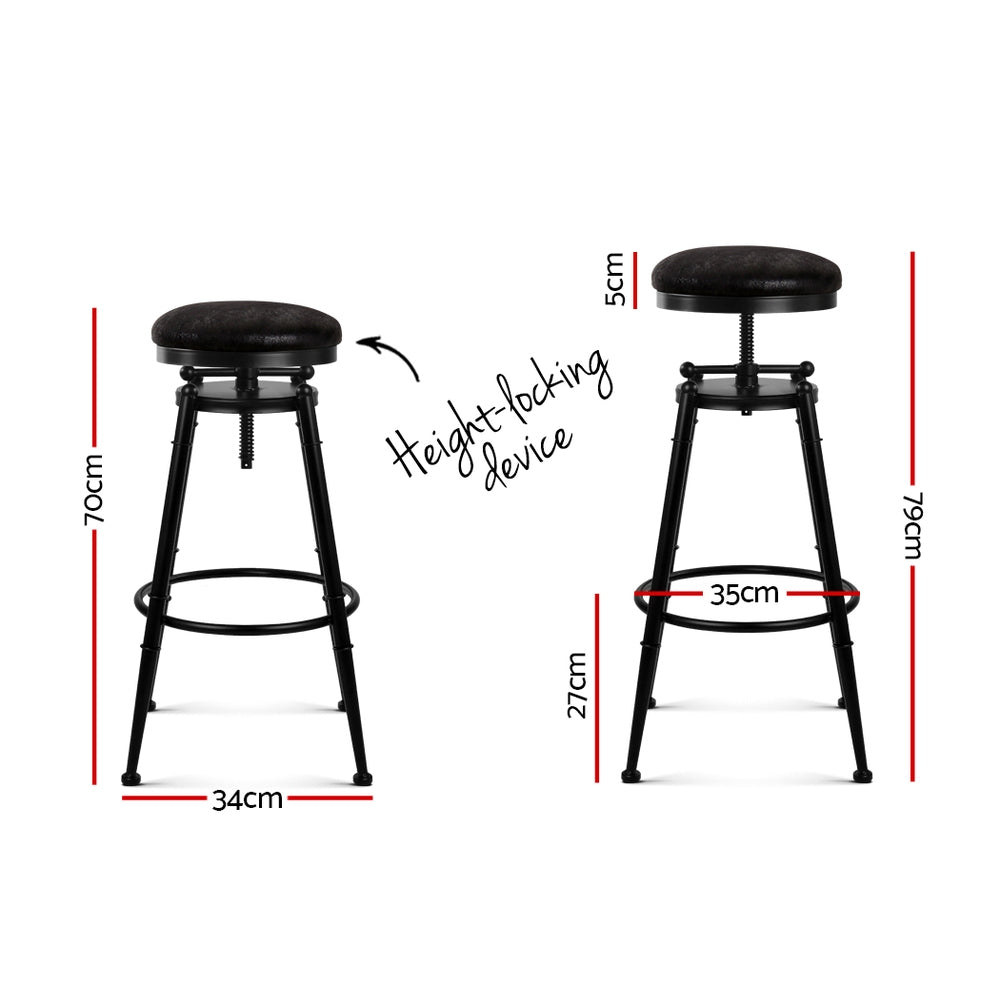 Artiss Industrial Vintage Bar Stool Retro Barstool Dining Kitchen Counter Black