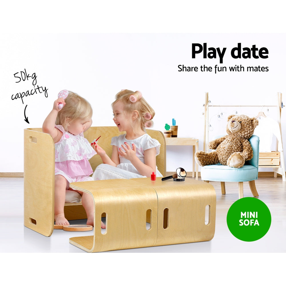 Keezi 3 PC Nordic Kids Table Chair Set Beige Desk Activity Compact Children