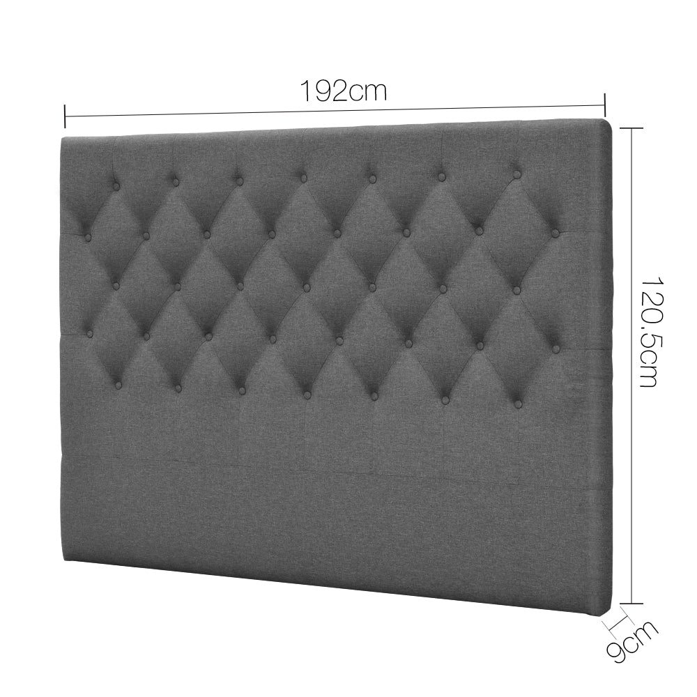 Artiss King Size Upholstered Fabric Head Board - Grey