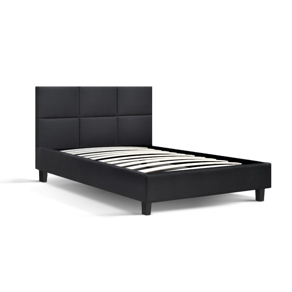 Artiss TINO Single Size Bed Frame Base Fabric Headboard Wooden Mattress